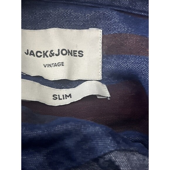 Jack And Jones Vintage Long Sleeve Men’s Shirt Slim Fit Striped Retro Y2K 90’S - Picture 6 of 8